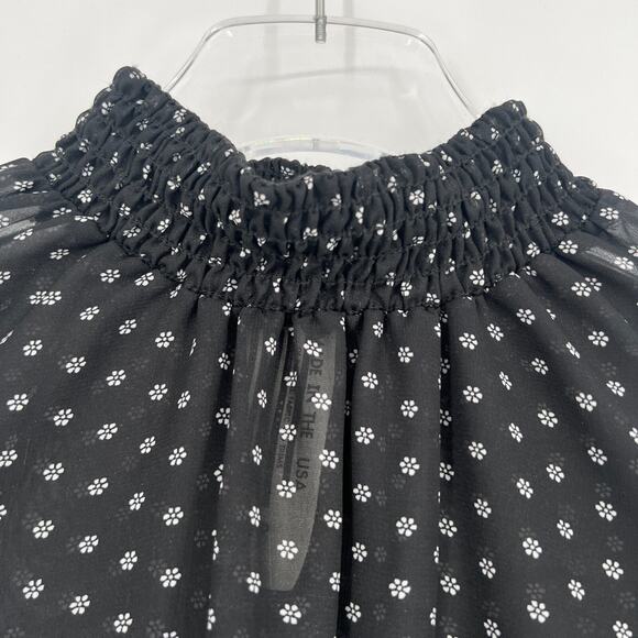 Free People Top Womens S Black Floral Tunic Sheer Boho Hippie Whimsigoth Fairy - Picture 4 of 10